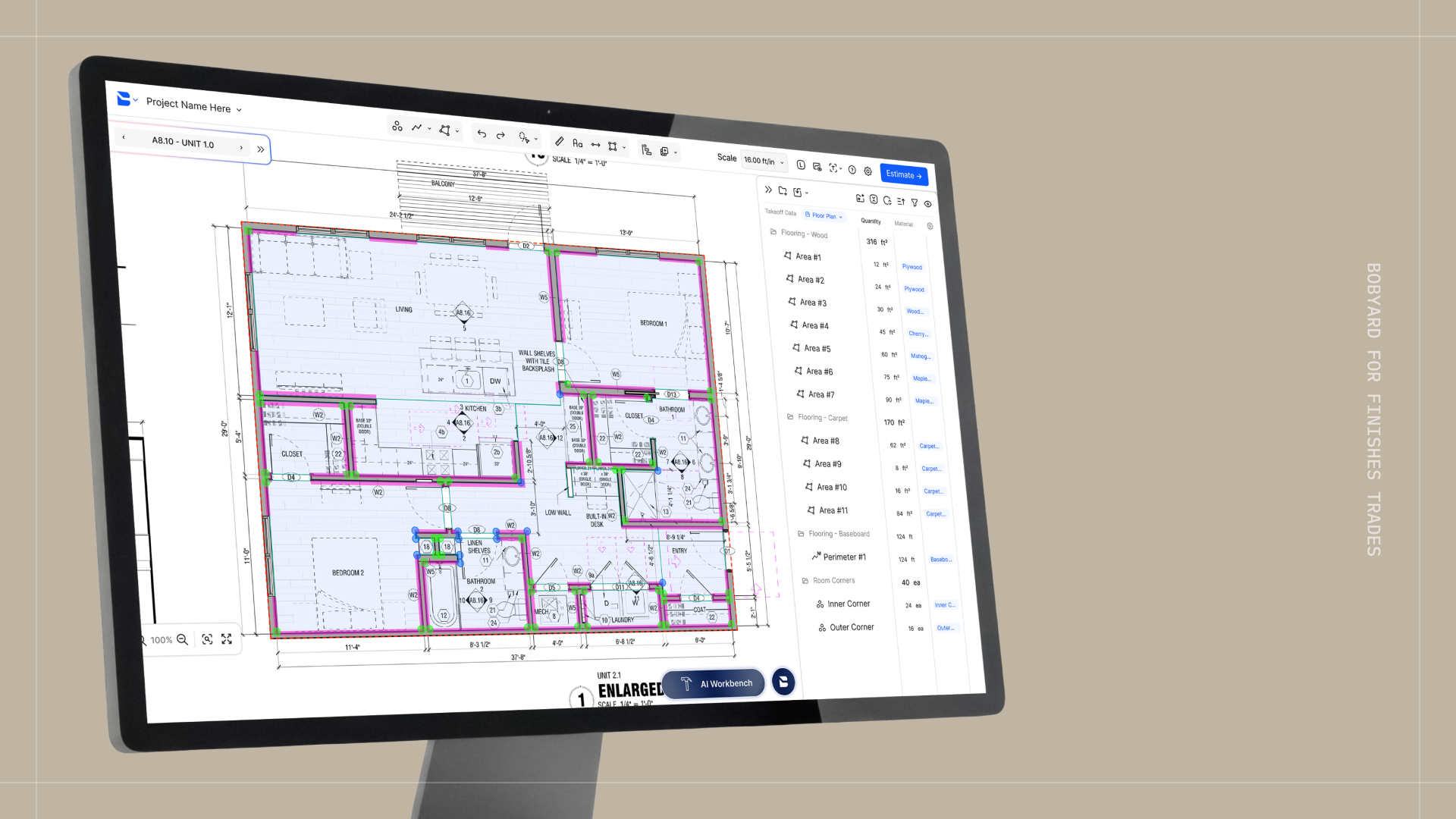 Bobyard for Finishes Trades: One drawing, every finishes takeoff workflow
