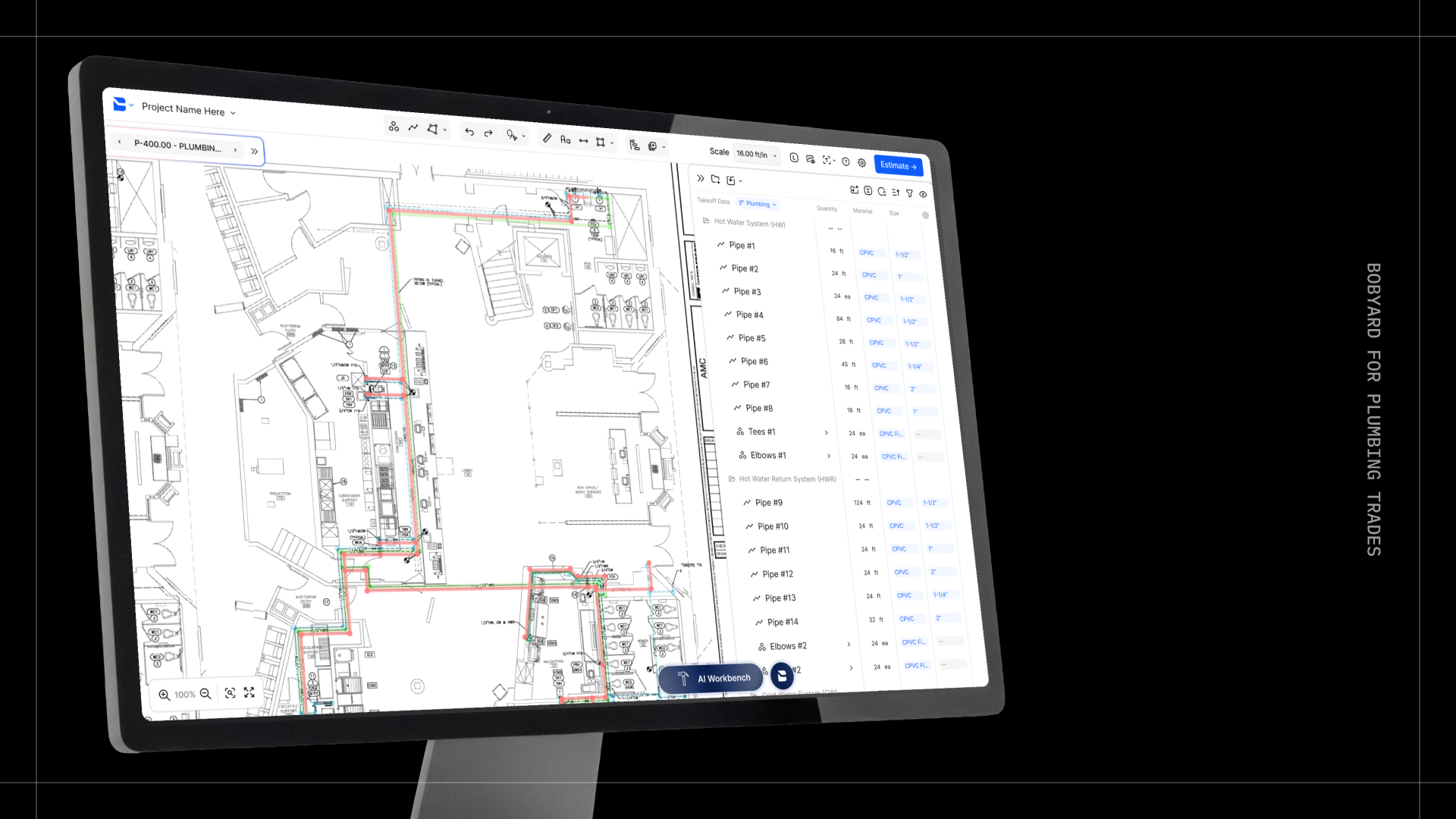 Cut your plumbing takeoff in half with Bobyard Plumbing’s AI-powered suite